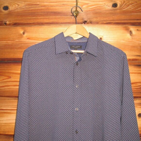 Ted Baker London Mens Geo Print Button Front Shirt L - Picture 4 of 11